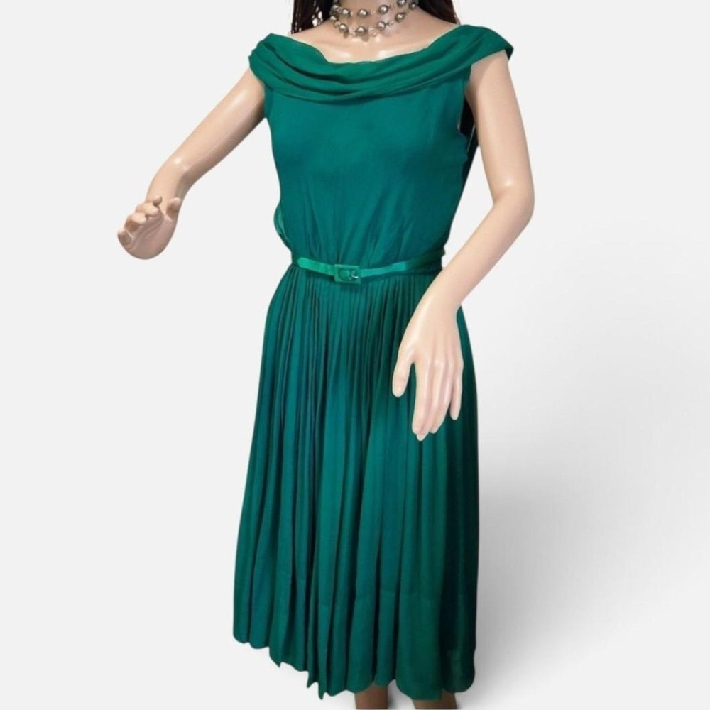 emerald green 50s dress Lee Claire New York | Dresses | Vintage 5s Chiffon Party Xs 2 4 size-us-6